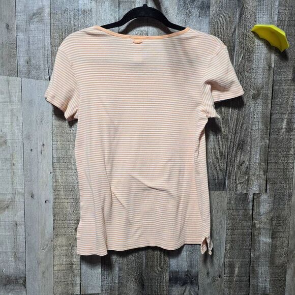 Oscar De La Renta Orange Stripe Babydoll Tee - Picture 3 of 4